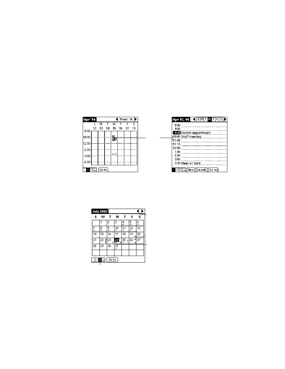 Working in month view, Working in month view -15 | Symbol Technologies SPT 1700 User Manual | Page 149 / 394