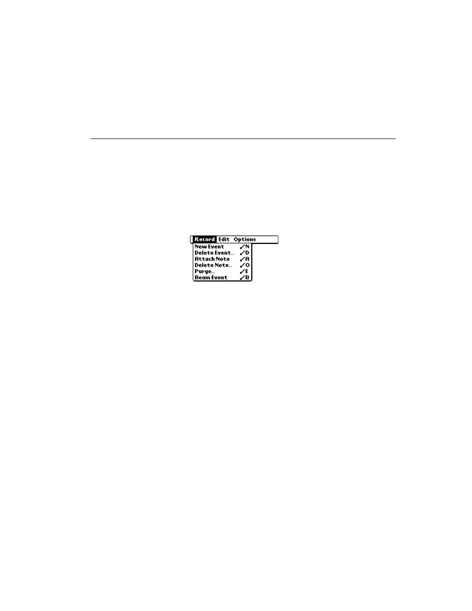 Date book menu commands, Record menu, Date book menu commands -17 | Record menu -17 | Symbol Technologies SPT 1700 User Manual | Page 151 / 394