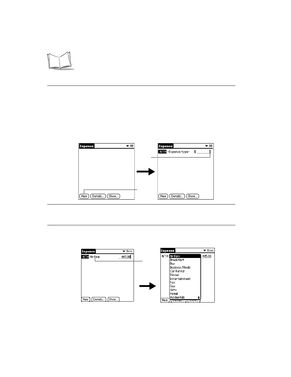 Using expense, Creating an expense item, Using expense -4 | Creating an expense item -4 | Symbol Technologies SPT 1700 User Manual | Page 158 / 394