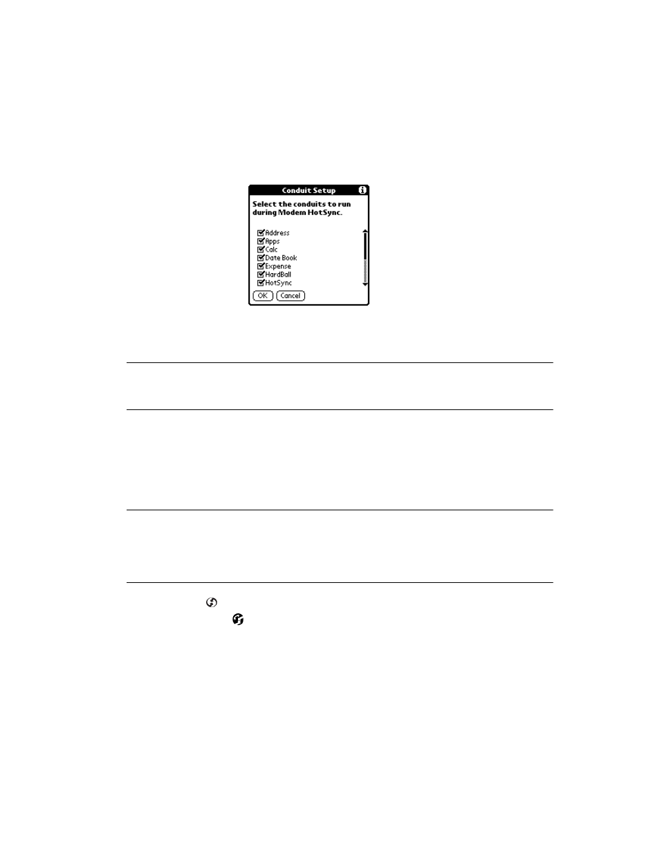 Performing a hotsync operation via modem, Performing a hotsync operation via modem -17 | Symbol Technologies SPT 1700 User Manual | Page 189 / 394