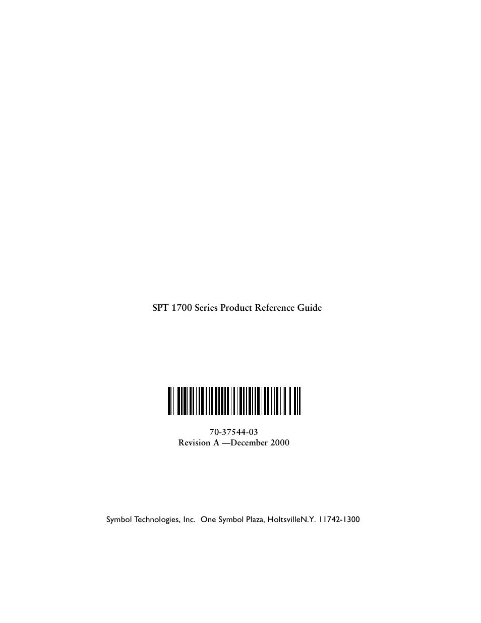 Symbol Technologies SPT 1700 User Manual | Page 2 / 394