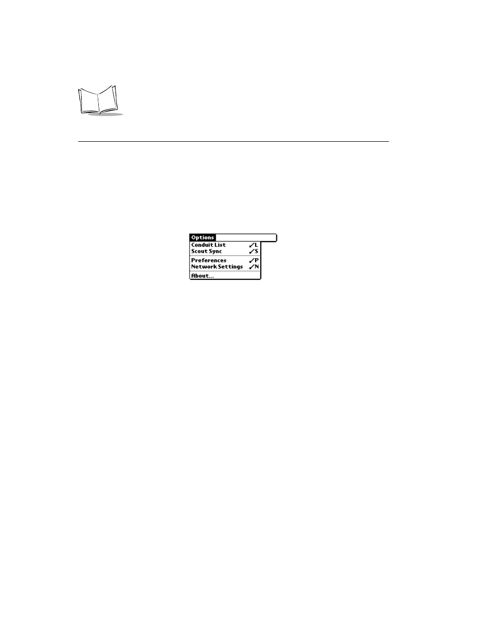 Scoutsync client menu commands, Options menu, Scoutsync client menu commands -8 | Options menu -8 | Symbol Technologies SPT 1700 User Manual | Page 204 / 394