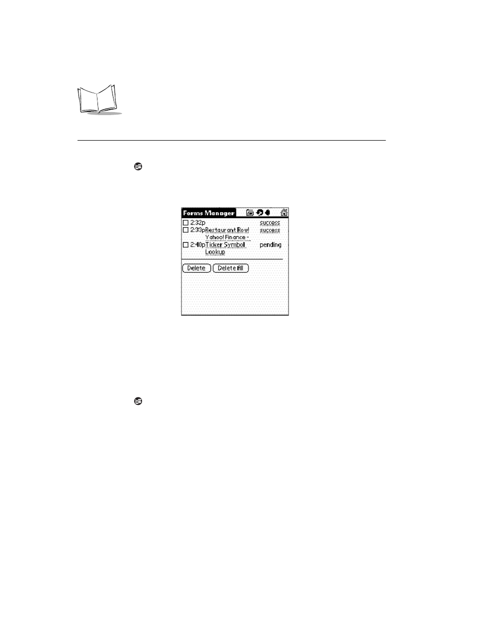 Using the forms manager, Editing forms in the forms manager cue, Using the forms manager -6 | Editing forms in the forms manager cue -6 | Symbol Technologies SPT 1700 User Manual | Page 210 / 394