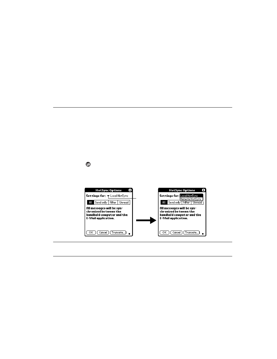 Hotsync options, Hotsync options -21 | Symbol Technologies SPT 1700 User Manual | Page 247 / 394