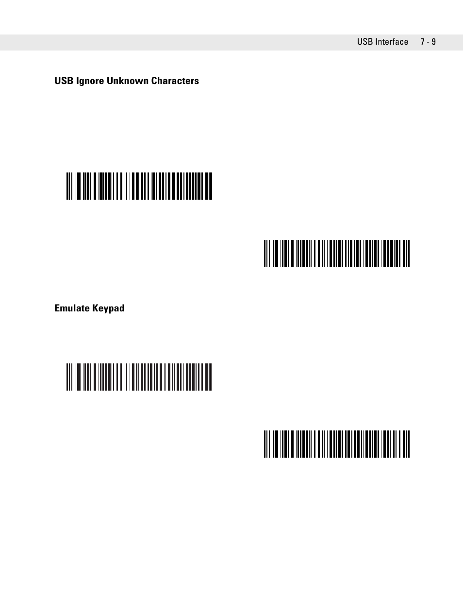 Usb ignore unknown characters, Emulate keypad, Usb ignore unknown characters -9 emulate keypad -9 | Symbol Technologies DS6707 User Manual | Page 107 / 366