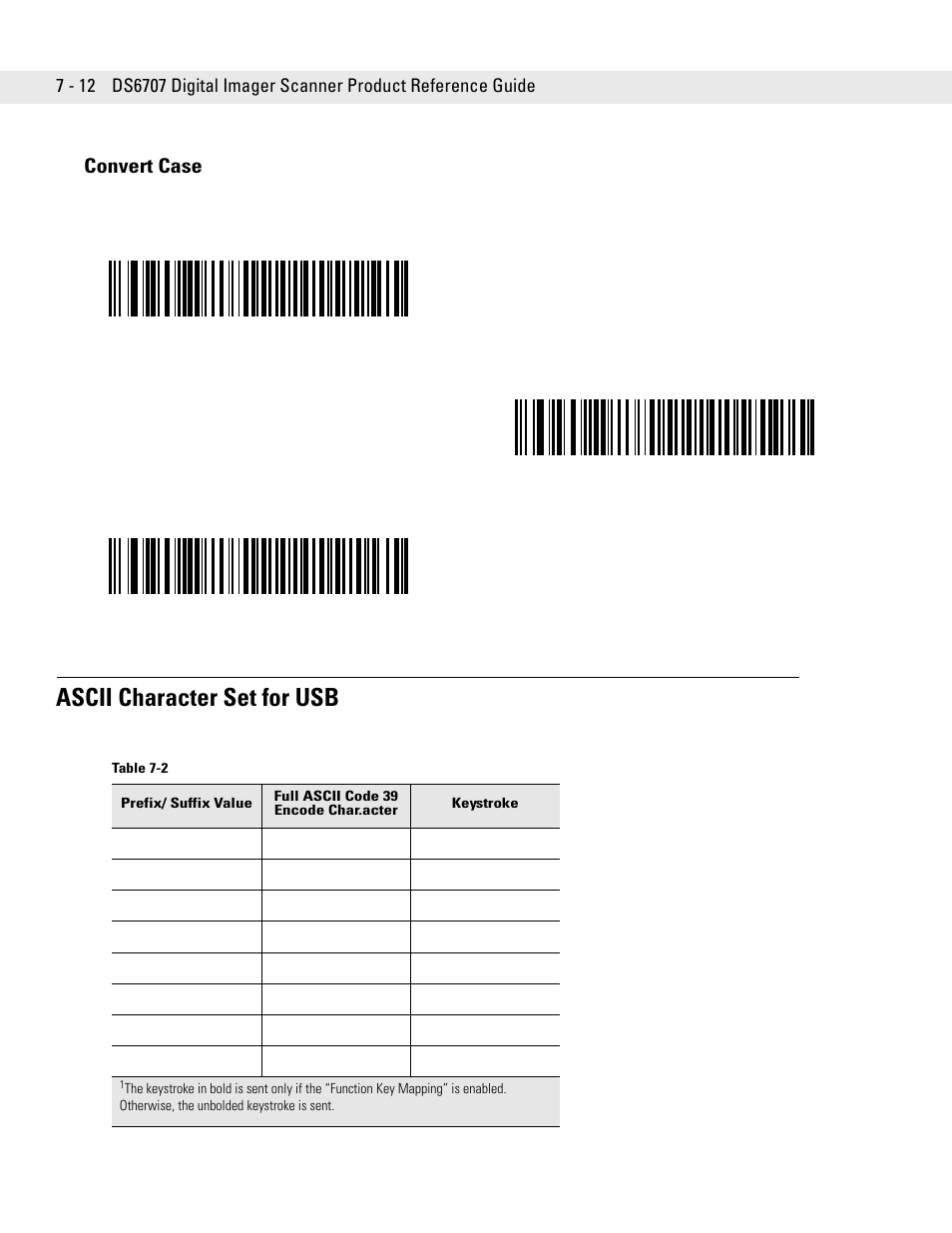 Convert case, Ascii character set for usb, Convert case -12 | Ascii character set for usb -12 | Symbol Technologies DS6707 User Manual | Page 110 / 366