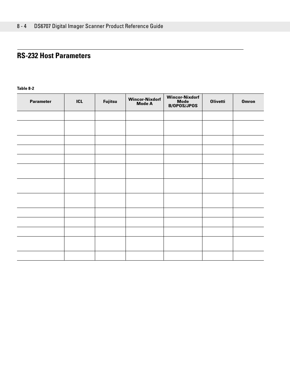 Rs-232 host parameters, Rs-232 host parameters -4 | Symbol Technologies DS6707 User Manual | Page 124 / 366