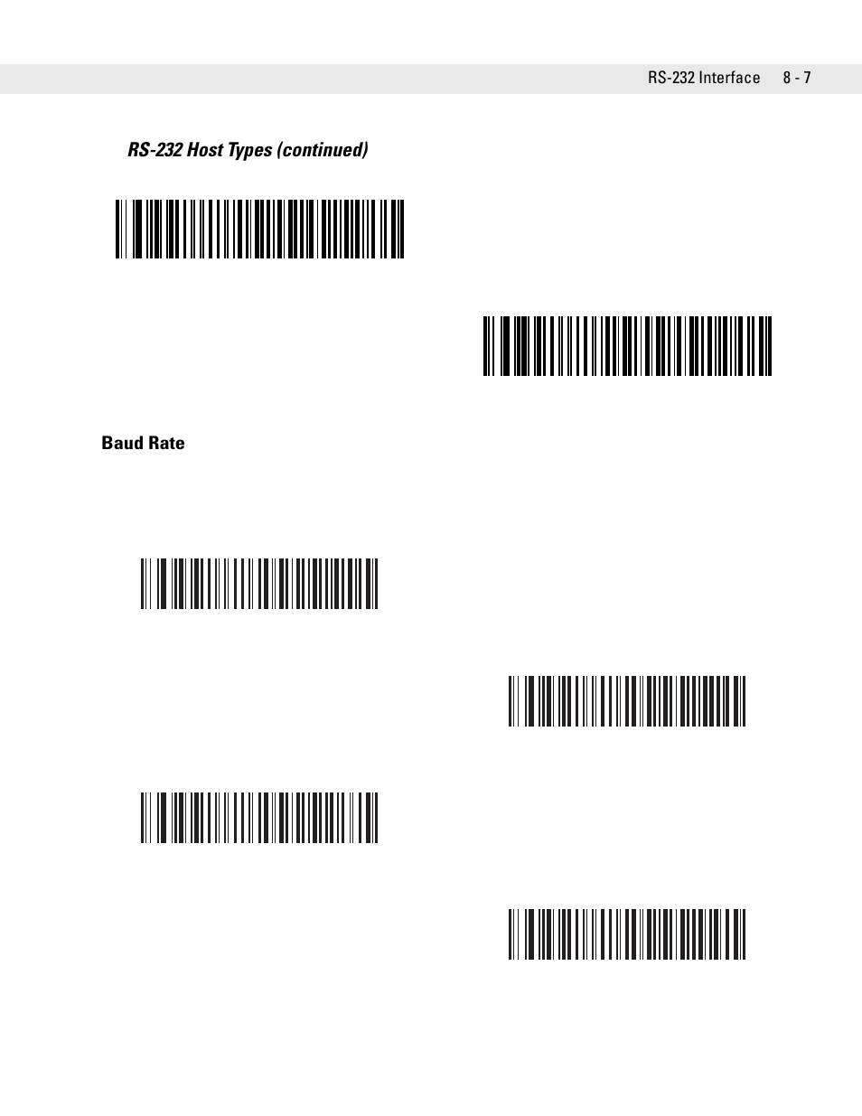 Baud rate, Baud rate -7, Rs-232 host types (continued) | Symbol Technologies DS6707 User Manual | Page 127 / 366