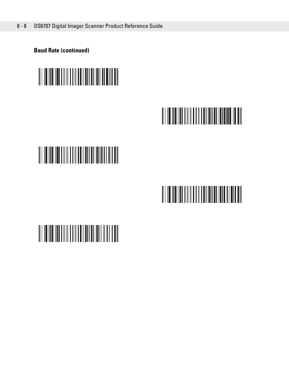 Baud rate (continued) | Symbol Technologies DS6707 User Manual | Page 128 / 366