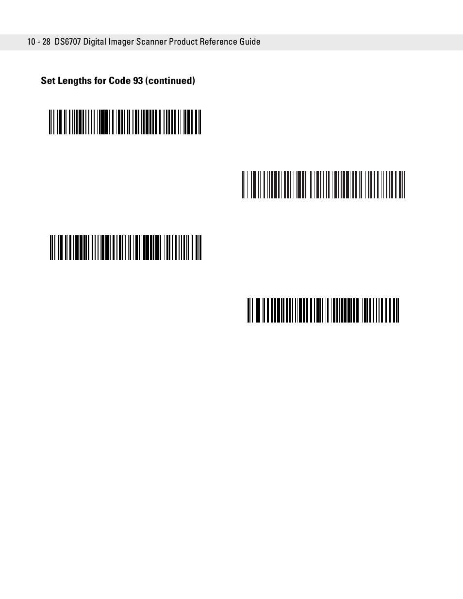 Set lengths for code 93 (continued) | Symbol Technologies DS6707 User Manual | Page 174 / 366