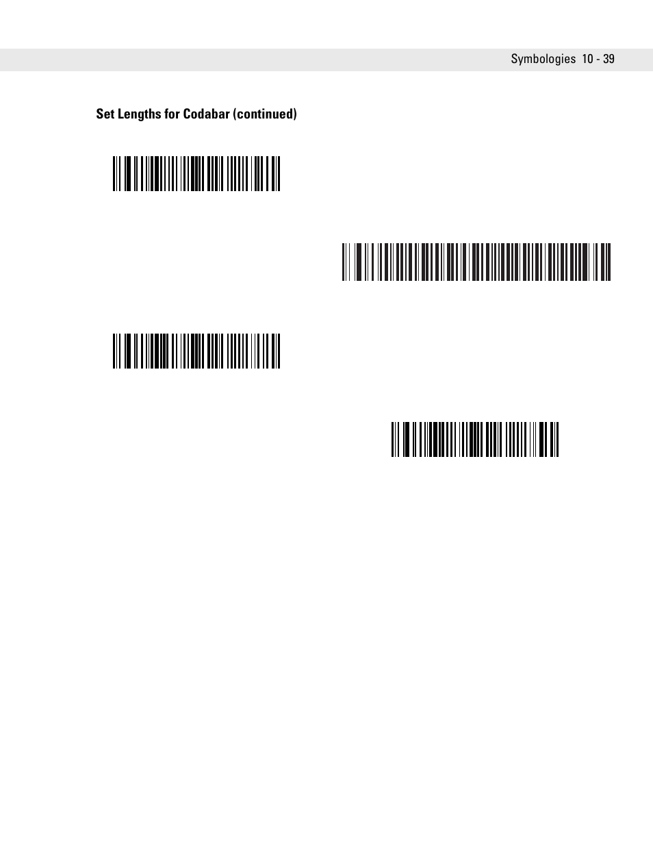 Set lengths for codabar (continued) | Symbol Technologies DS6707 User Manual | Page 185 / 366