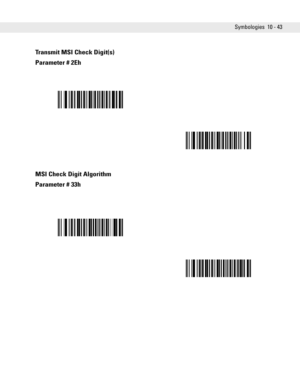 Transmit msi check digit(s), Msi check digit algorithm | Symbol Technologies DS6707 User Manual | Page 189 / 366