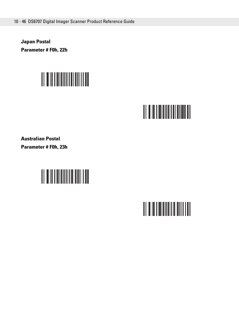 Japan postal, Australian postal, Japan postal -46 australian postal -46 | Symbol Technologies DS6707 User Manual | Page 192 / 366