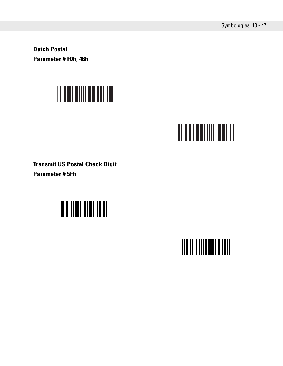 Dutch postal, Transmit us postal check digit | Symbol Technologies DS6707 User Manual | Page 193 / 366