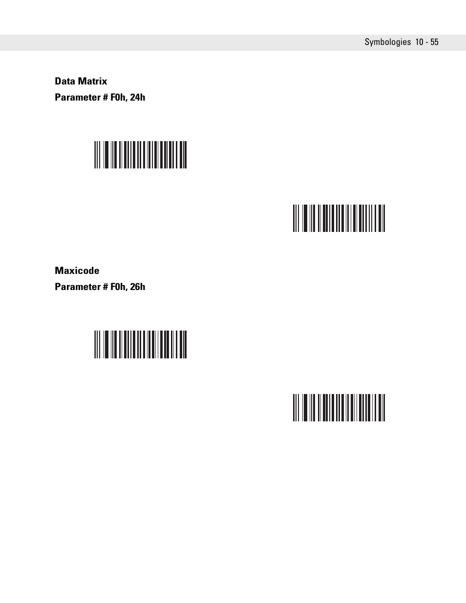 Data matrix, Maxicode, Data matrix -55 maxicode -55 | Symbol Technologies DS6707 User Manual | Page 201 / 366