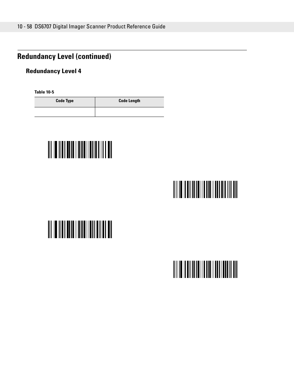 Redundancy level 4, Redundancy level 4 -58, Redundancy level (continued) | Symbol Technologies DS6707 User Manual | Page 204 / 366