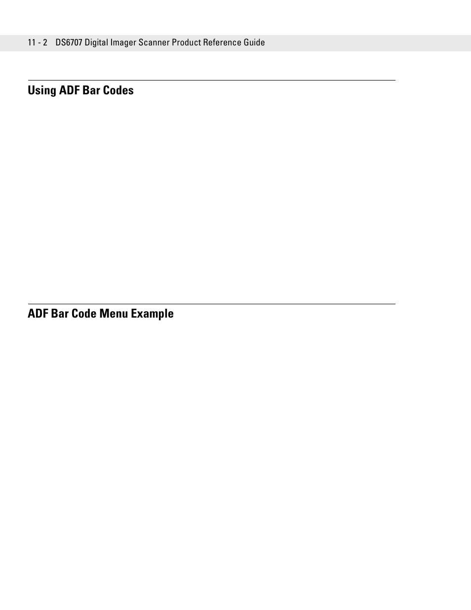Using adf bar codes, Adf bar code menu example | Symbol Technologies DS6707 User Manual | Page 210 / 366