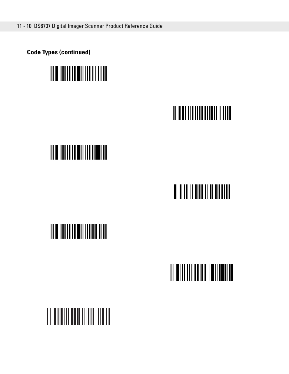 Code types (continued) | Symbol Technologies DS6707 User Manual | Page 218 / 366