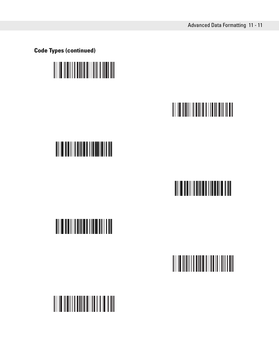 Code types (continued) | Symbol Technologies DS6707 User Manual | Page 219 / 366