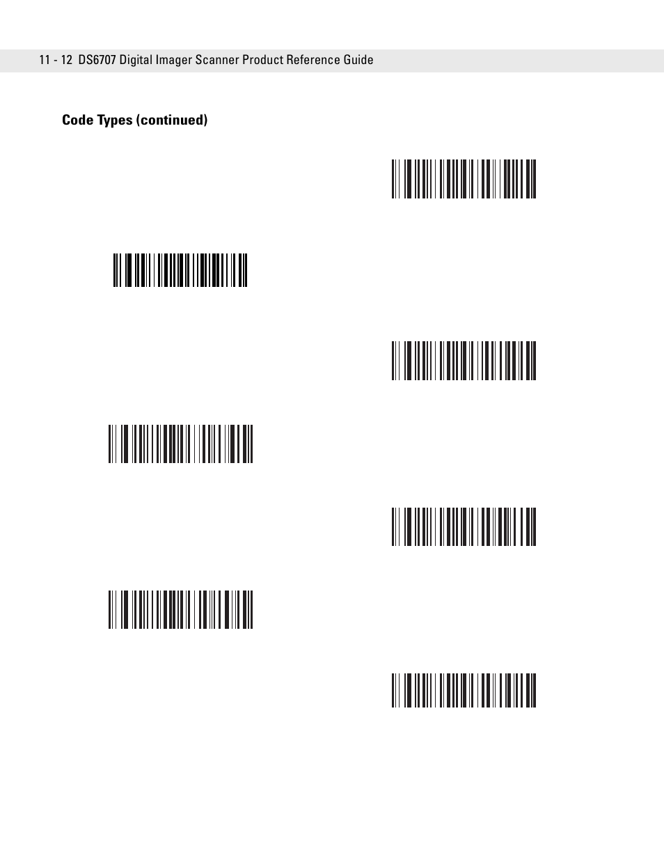 Code types (continued) | Symbol Technologies DS6707 User Manual | Page 220 / 366