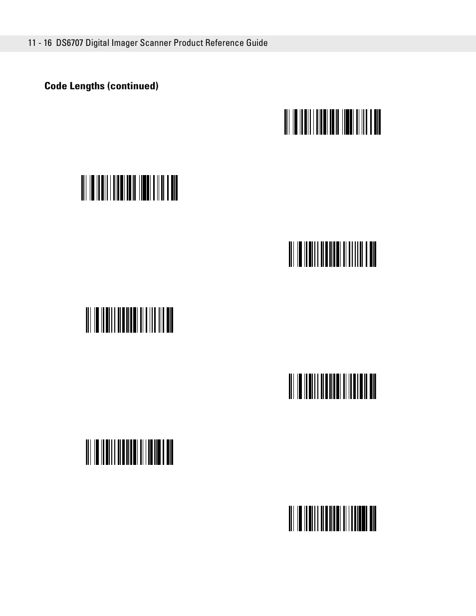 Code lengths (continued) | Symbol Technologies DS6707 User Manual | Page 224 / 366