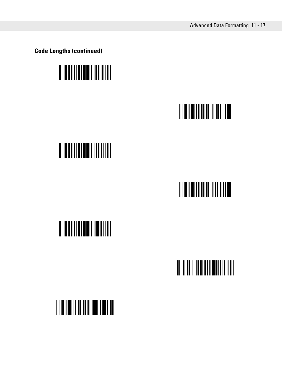 Code lengths (continued) | Symbol Technologies DS6707 User Manual | Page 225 / 366