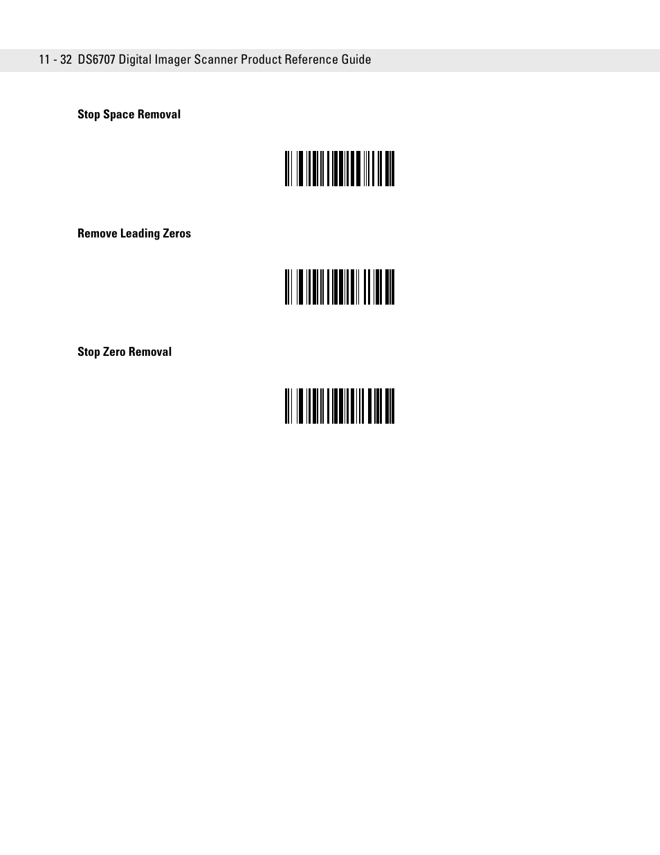 Stop space removal, Remove leading zeros, Stop zero removal | Symbol Technologies DS6707 User Manual | Page 240 / 366