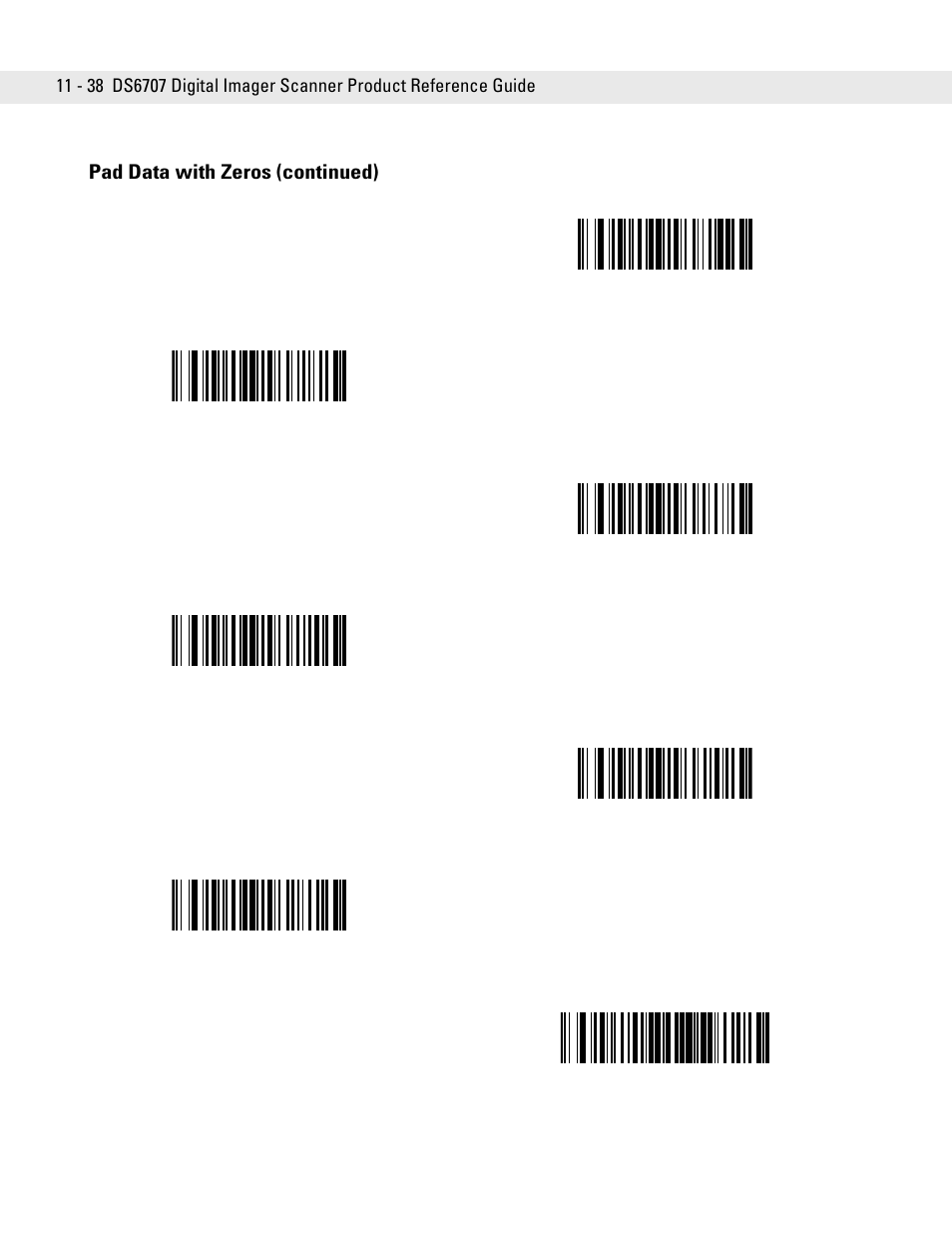 Pad data with zeros (continued) | Symbol Technologies DS6707 User Manual | Page 246 / 366