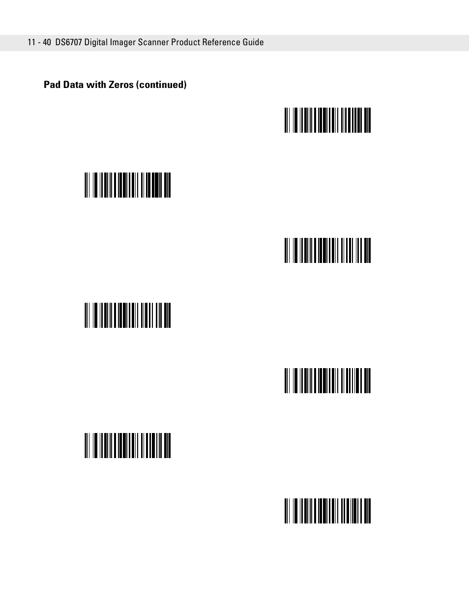 Pad data with zeros (continued) | Symbol Technologies DS6707 User Manual | Page 248 / 366
