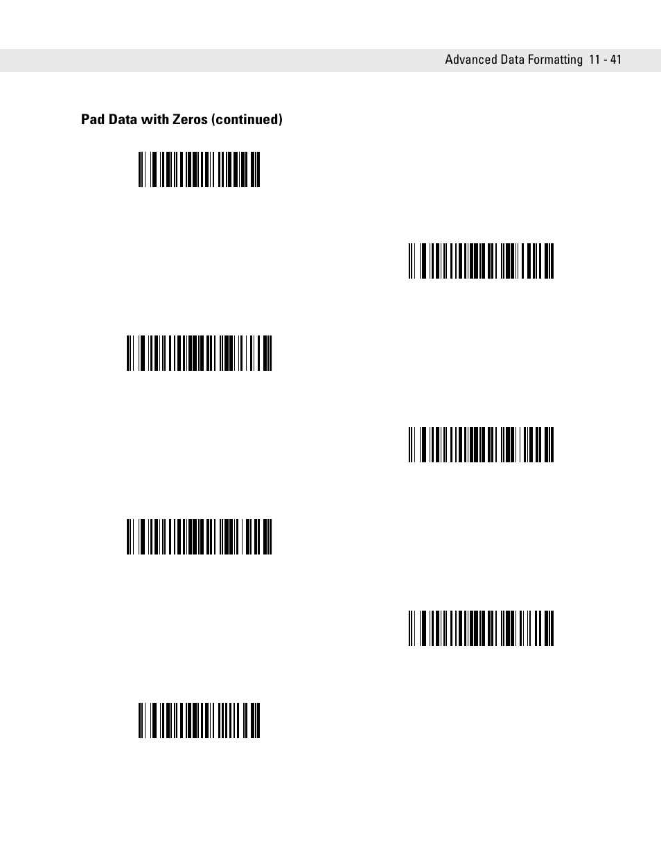 Pad data with zeros (continued) | Symbol Technologies DS6707 User Manual | Page 249 / 366