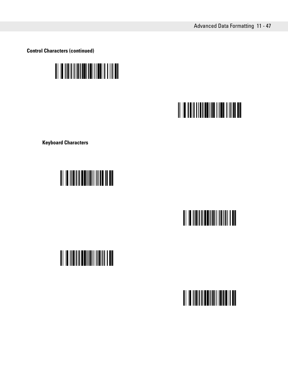 Keyboard characters, Keyboard characters -47 | Symbol Technologies DS6707 User Manual | Page 255 / 366