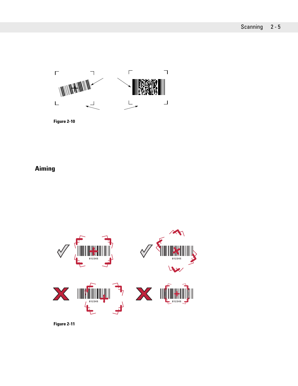 Aiming, Aiming -5, Scanning 2 - 5 | Symbol Technologies DS6707 User Manual | Page 31 / 366