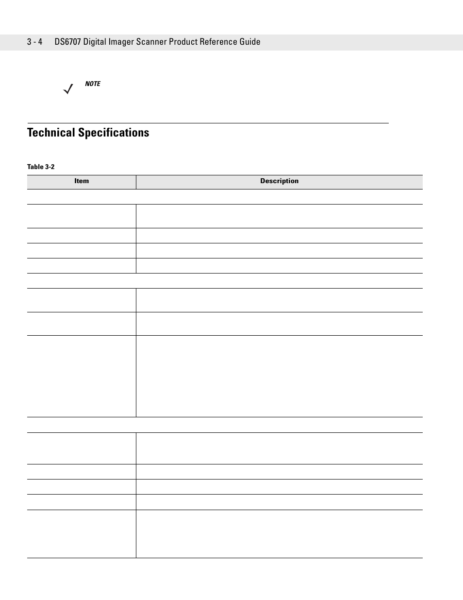 Technical specifications, Technical specifications -4 | Symbol Technologies DS6707 User Manual | Page 38 / 366