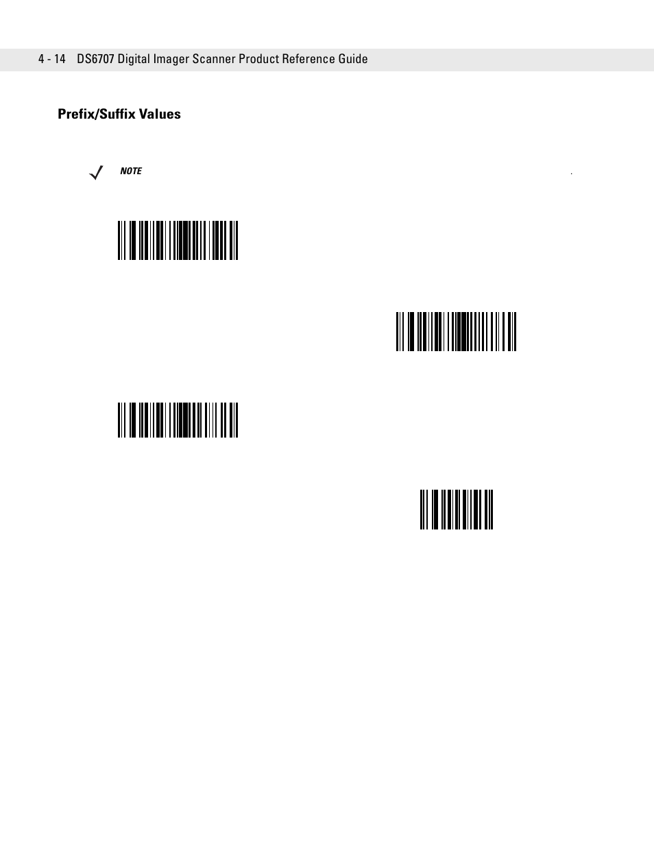 Prefix/suffix values | Symbol Technologies DS6707 User Manual | Page 56 / 366