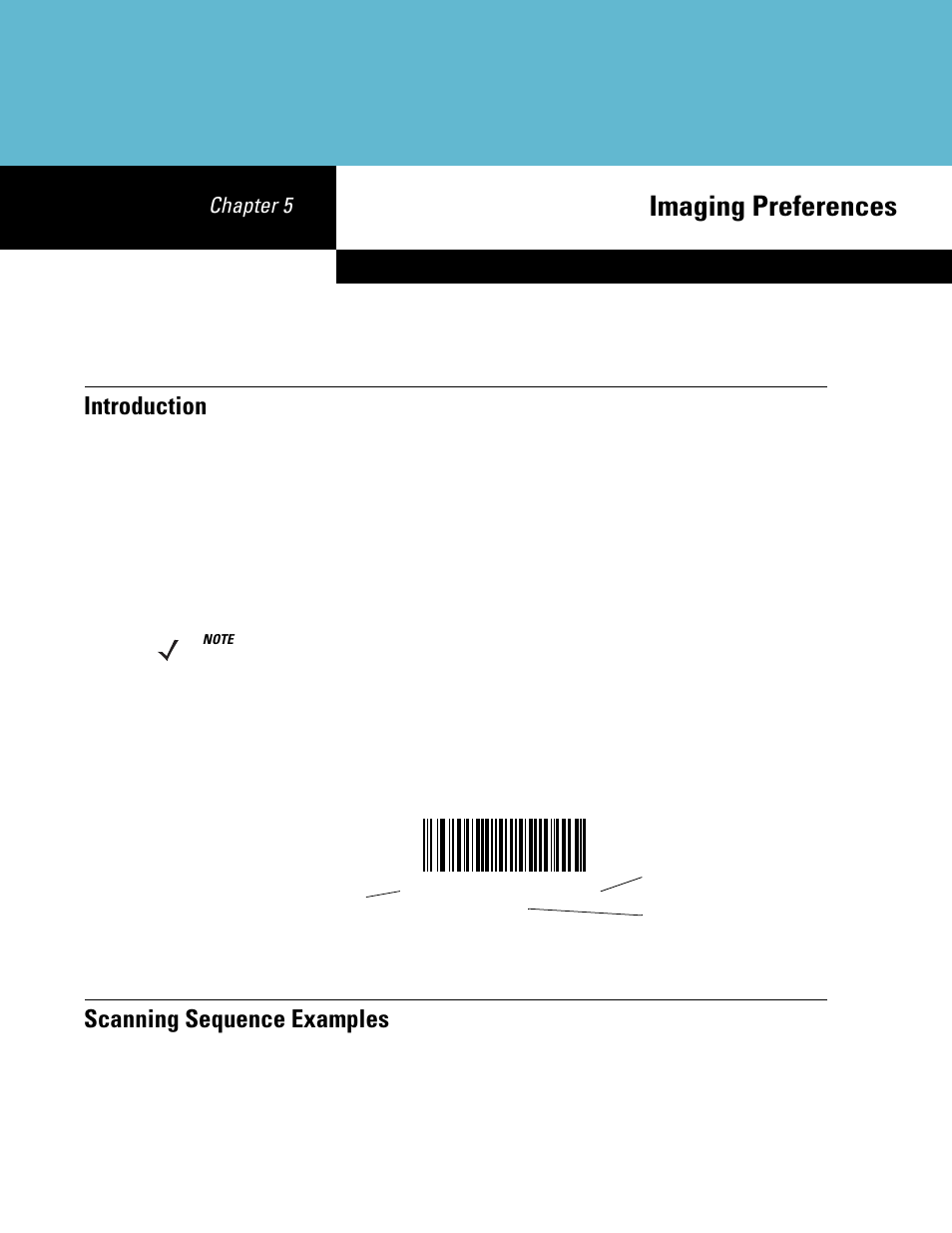 Imaging preferences, Introduction, Scanning sequence examples | Chapter 5: imager preferences, Introduction -1 scanning sequence examples -1, Chapter 5 | Symbol Technologies DS6707 User Manual | Page 61 / 366