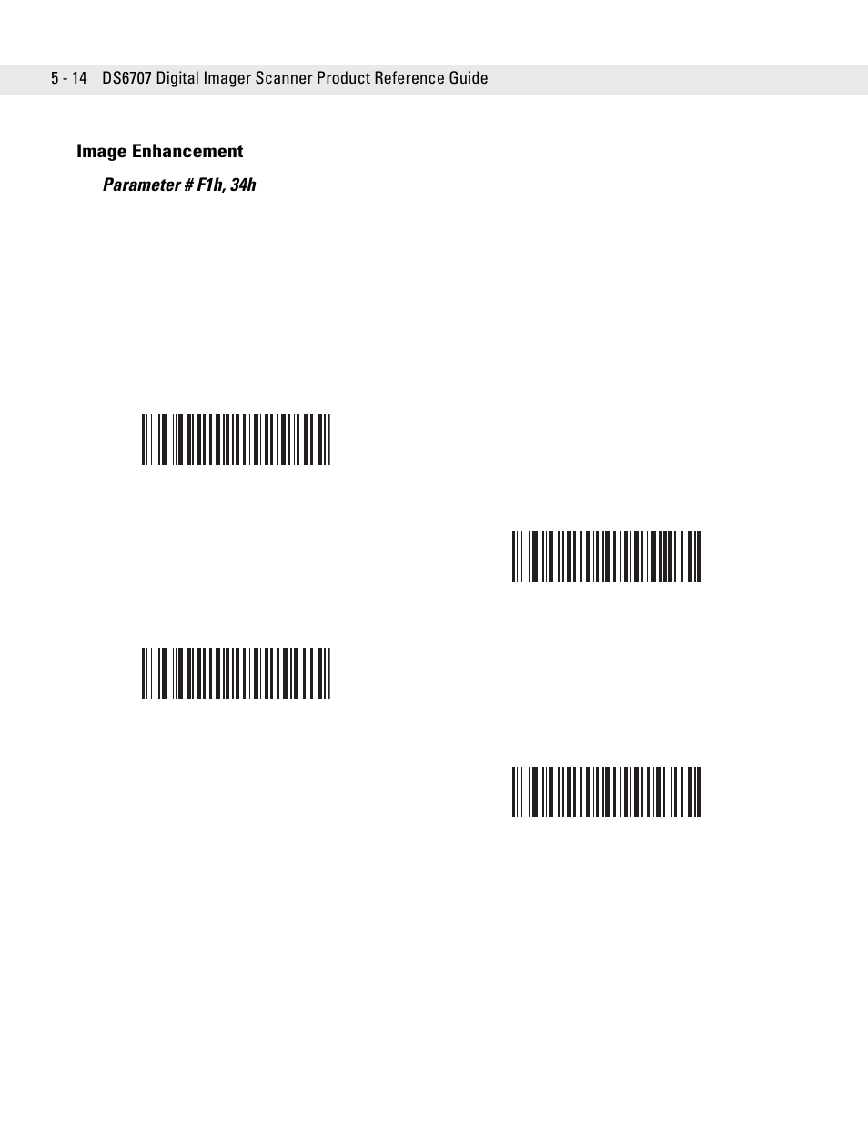 Image enhancement, Image enhancement -14, Image enhancement parameter # f1h, 34h | Symbol Technologies DS6707 User Manual | Page 74 / 366