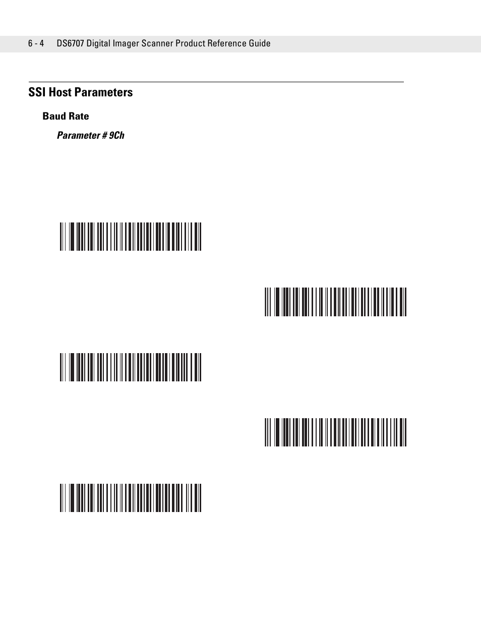 Ssi host parameters, Baud rate, Ssi host parameters -4 | Baud rate -4, Baud rate parameter # 9ch | Symbol Technologies DS6707 User Manual | Page 86 / 366