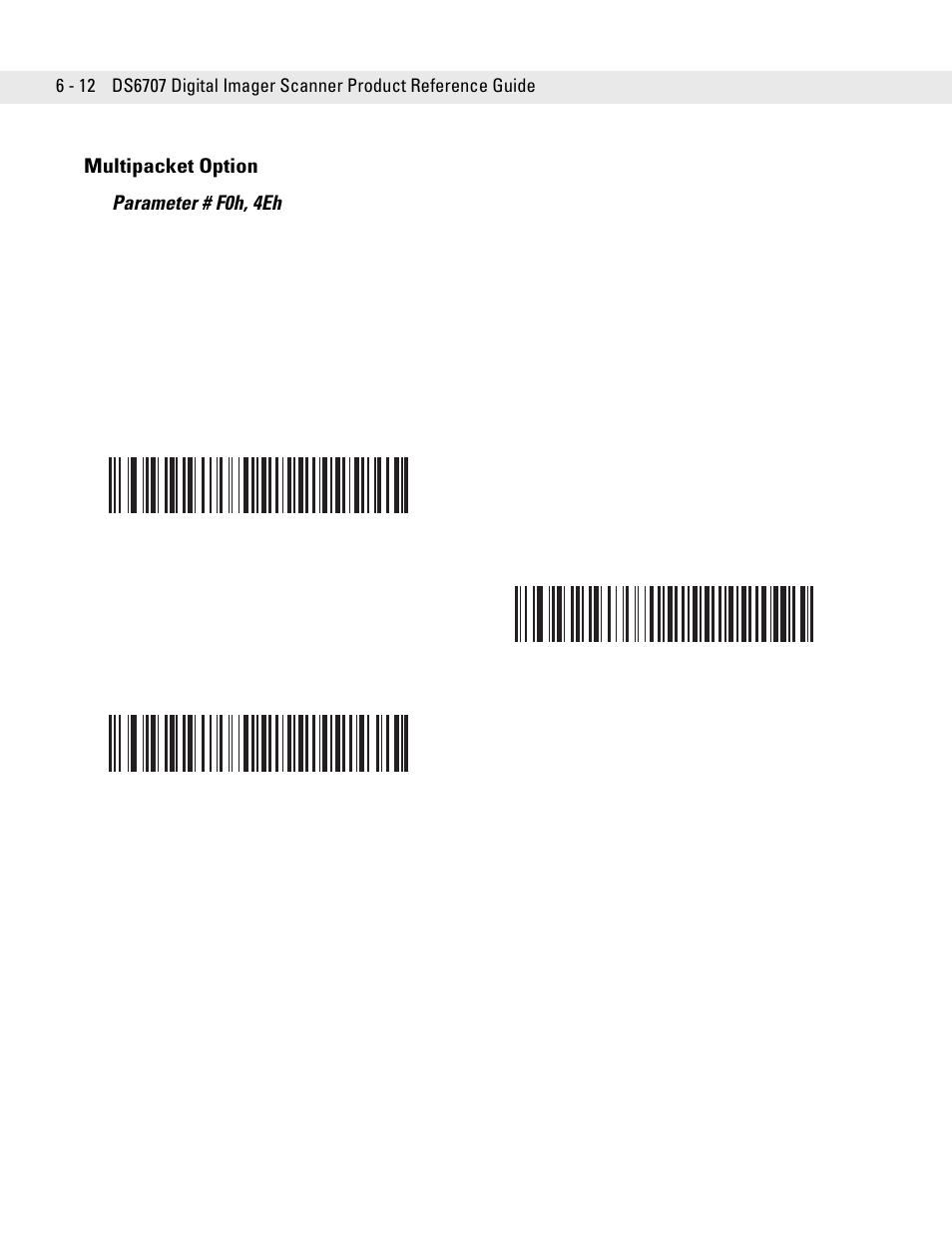 Multipacket option, Multipacket option -12, Multipacket option parameter # f0h, 4eh | Symbol Technologies DS6707 User Manual | Page 94 / 366