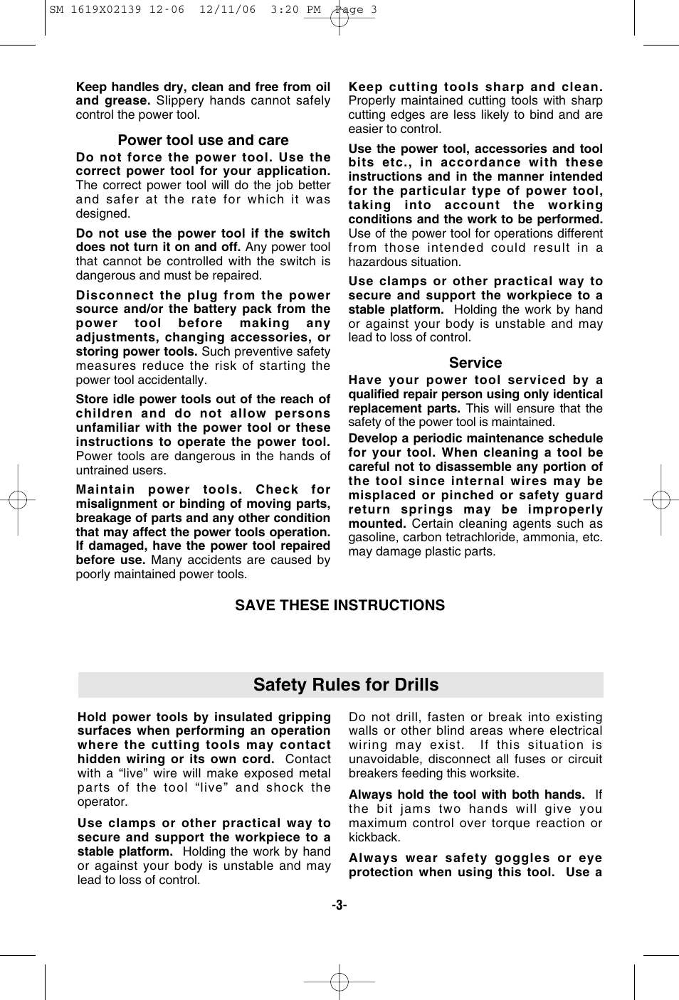 Safety rules for drills | Skil 6237 User Manual | Page 3 / 32