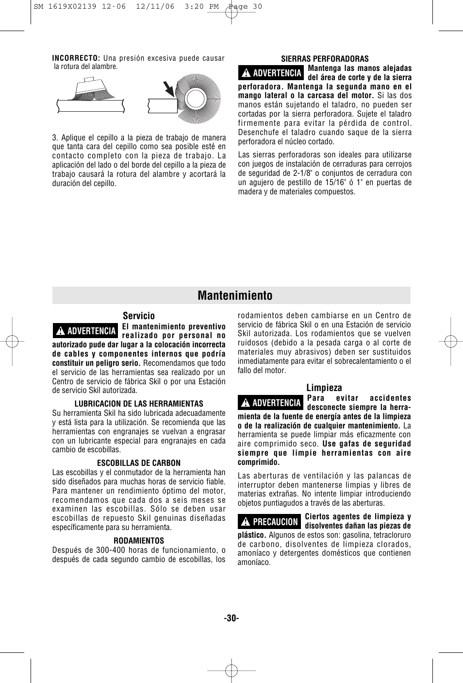 Mantenimiento | Skil 6237 User Manual | Page 30 / 32