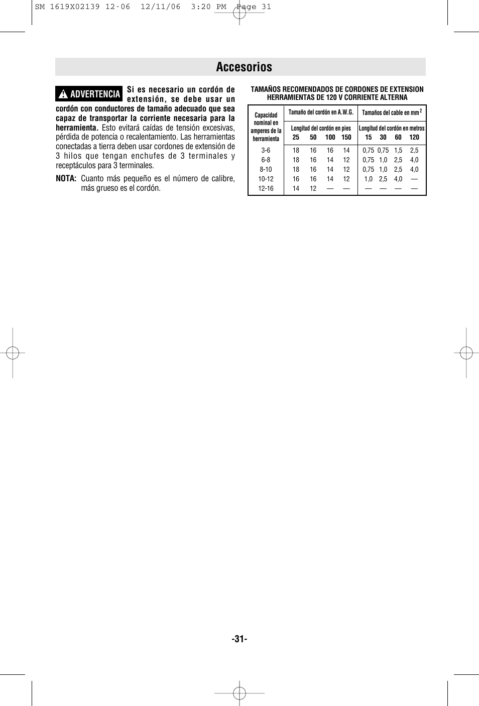 Accesorios, Advertencia | Skil 6237 User Manual | Page 31 / 32