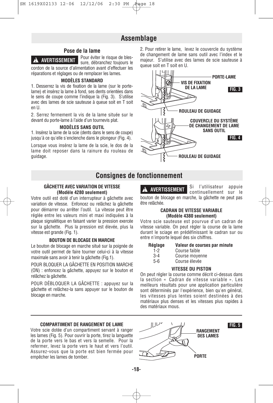 Assemblage, Consignes de fonctionnement | Skil 4280 User Manual | Page 18 / 36