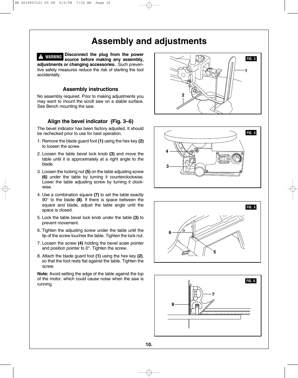 Assembly and adjustments | Skil 3335-01 User Manual | Page 10 / 52