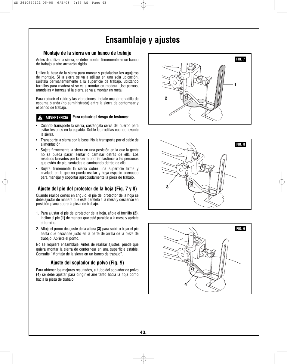 Ensamblaje y ajustes | Skil 3335-01 User Manual | Page 43 / 52