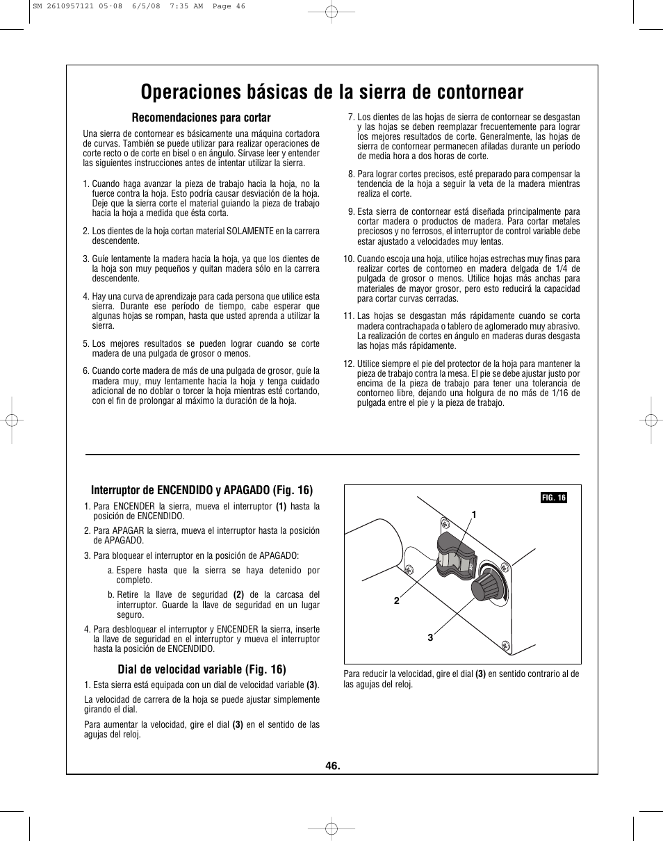 Operaciones básicas de la sierra de contornear | Skil 3335-01 User Manual | Page 46 / 52