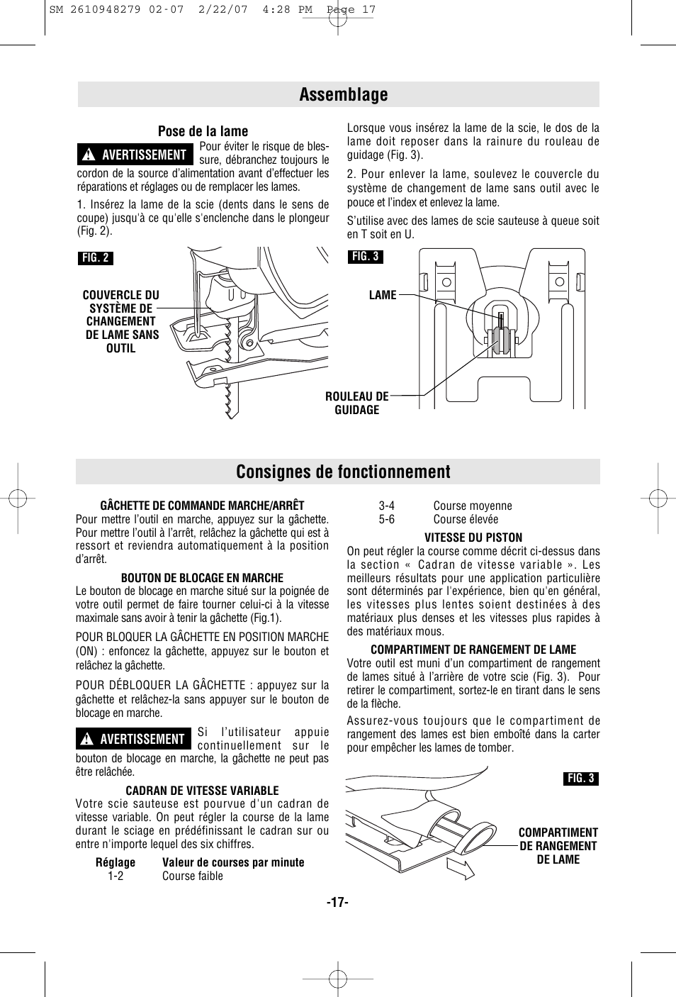 Assemblage, Consignes de fonctionnement | Skil 4290 User Manual | Page 17 / 32