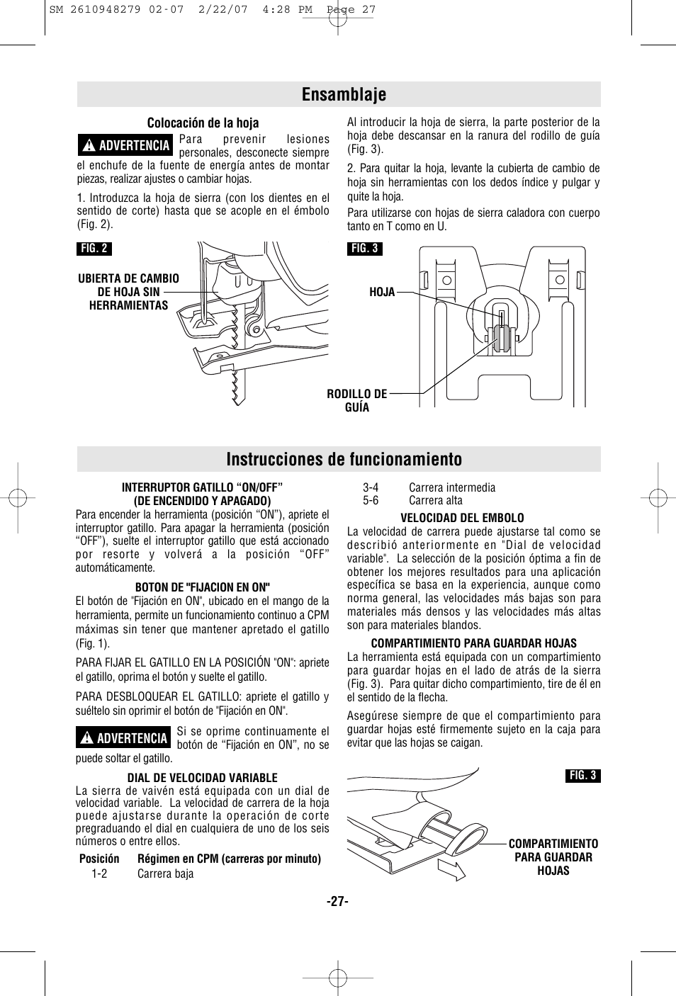 Ensamblaje, Instrucciones de funcionamiento | Skil 4290 User Manual | Page 27 / 32
