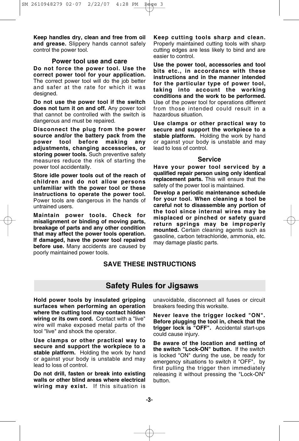 Safety rules for jigsaws | Skil 4290 User Manual | Page 3 / 32
