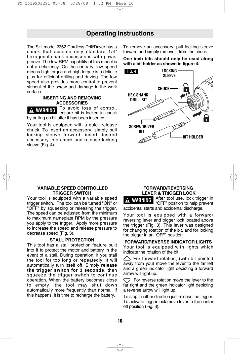 Operating instructions | Skil 2372 User Manual | Page 10 / 44