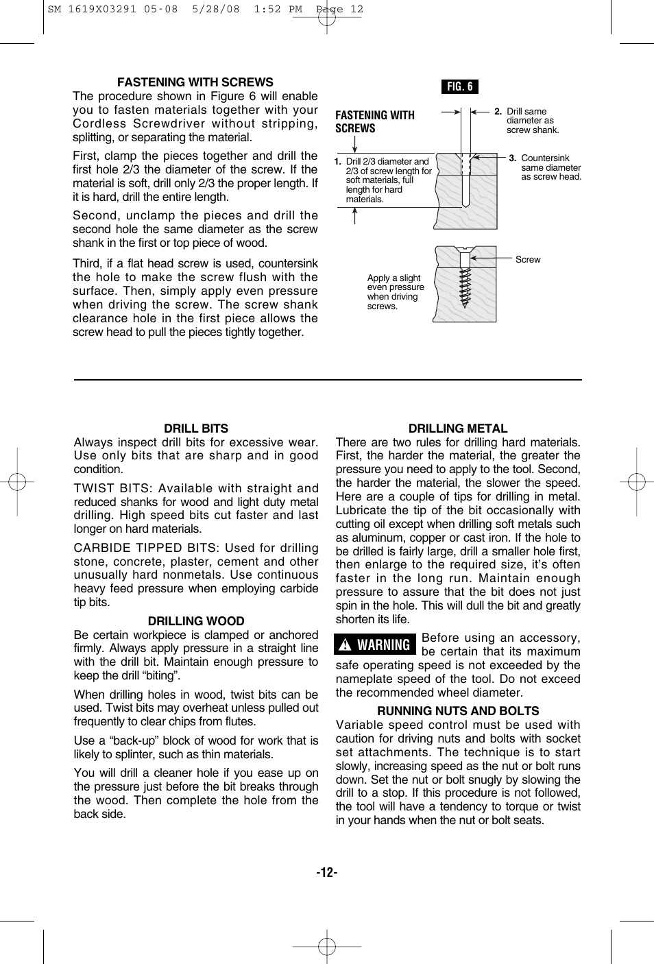 Warning | Skil 2372 User Manual | Page 12 / 44